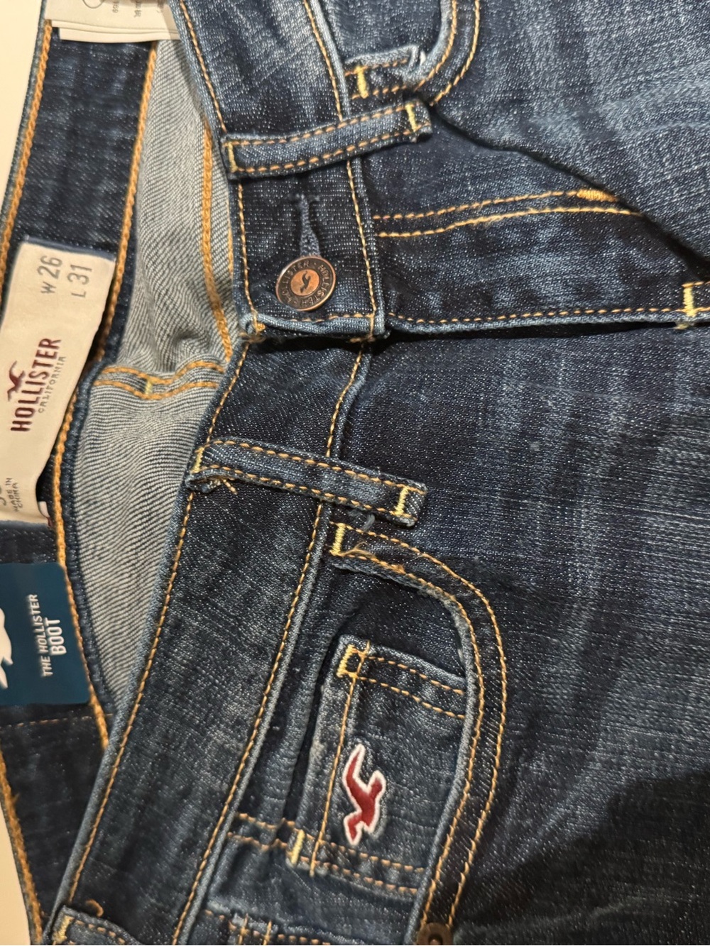 Hollister Women's Dark Blue Bootcut Jeans - Classic Denim
